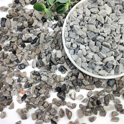 SHIZWU 20 Pfund Grau Landschaftsbau Kieselsteine Kleine 3/8 Zoll Garten Sukkulenten Kaktus Steine Natürliche Polierte Kieselsteine Flussgestein für Pflanzen Vasen