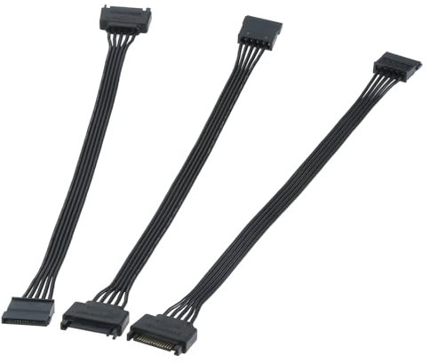 DRELD 3Pcs 15Pin SATA Power Extension Cables - 1 Male to 1 Female SATA Cable Cord, Power Extender Adapter for HDD, SSD, Optical Drive, DVD, PCI Card and Hard Drive, 30cm