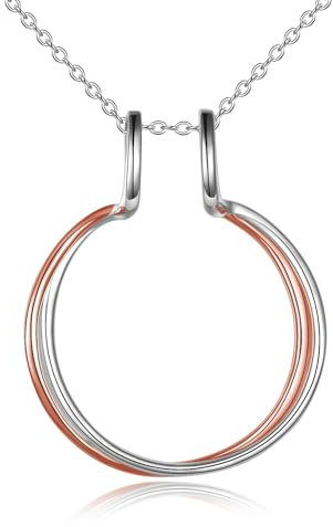 Ring Halter Kette Sterling Silber Rose Gold Hufeisen Halskette Verlobungsring Halter Halskette Hufeisen Schmuck Geschenk für Frauen
