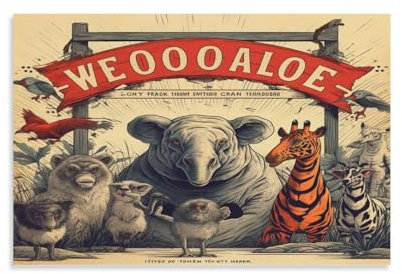 BIJOOT Tier-Zirkus-Poster, Gemälde, Leinwand, Wandkunst, Schlafzimmer, Wanddekoration, Leinwanddrucke, Kunstwerk für Wohnzimmer, Wanddekoration, Heimdekoration, 30 x 45 cm