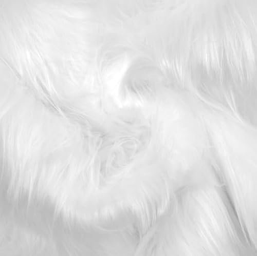 Stoffkontor Zottelfell Langhaarplüsch Stoff - Meterware, Farbe Weiss - zum Nähen von Bekleidung und Dekorationen jeder Art