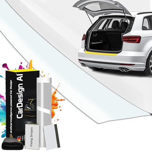 CarDesign AI Ladekantenschutz passend für VW Tiguan 3 III 2024-2030 (5-Türer SUV): Komplettset mit passgenauer Lackschutzfolie, Kratzschutz für Kofferraum/Stoßstange Auto (Transparent)