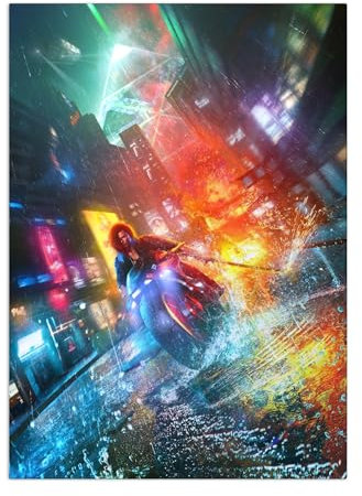 Displate Cyberpunk Metal Poster Magnetische Befestigung Offiziell Lizenziert Bilder Cyberpunk Speeding Through Dogtown Poster 32x45cm