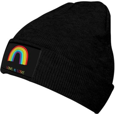 KWQDOZF LGBT-Gay-Pride-Beanie-Mütze, Chemo-Mütze, Krebs-Kopfbedeckung, Totenkopf-Mütze, Slouchy-Beanie, gestrickte Totenkopf-Mütze für Damen und Herren