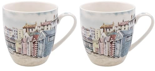 Lesser & Pavey Sandy Bay Mugs Set of 2 | Ceramic Coffee Mugs Set for Home or Work | Premium Design Mugs Set for All Occasions | Lovely Mugs for Tea, Coffee & Hot Drinks - Macneil Studios
