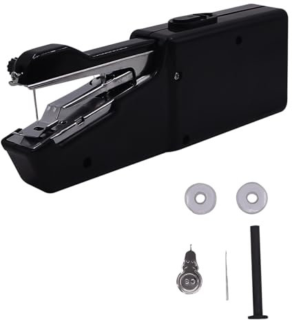 ANMOO Schwarz Handnähmaschine, Mini Nähmaschine für Anfänger & Erwachsene, Kleine Nähmaschine mit Zubehör, Batteriebetriebene Tragbare Nähmaschine für Zuhause/Reisen DIY Kleidung/Stoff