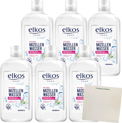 Elkos mildes Mizellen Wasser ohne Alkohol & Parfum 6er Pack (6x400ml) + usy Block