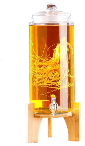 JSDQQG Distributeur De Boissons,Distributeur De Fête,Fontaine en Verre pour Boissons,Distributeur avec Robinet,Distributeur De Boissons en Verre,A Faucet,10L