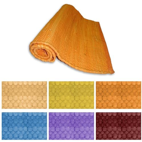 CASAbella Tappeto multiuso in cotone, corsia cucina passatoia 3 misure disponibili, 6 colori, lavabile in lavatrice. Mod. MACONDO (Arancio, cm 50x180)