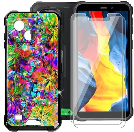BUNALFaa für Oukitel G2 (6.00) Handyhülle + Displayschutz(2 Sätze), Hülle rutschfeste Stoßkasten Schale Schutzhülle + Gehärtetes Glas - vielfarbig