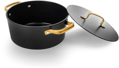 Arcos Samoa Iconic Serie | Keramiktopf mit Antihaftbeschichtung 24 cm und 4,3 l | geschmiedetes Aluminium | geeignet für jede Küche | Griff aus Edelstahl | Farbe Schwarz | frei von (PFOA/PTFE/PFOS)