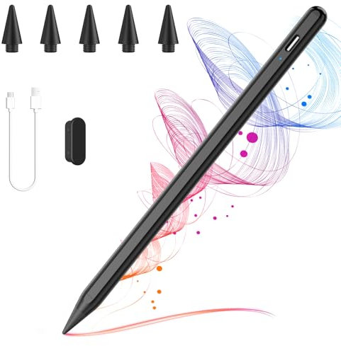 CC Store Stylo Compatible avec Apple iPad (2018-2025) pour iPad 11/10/9/8/7/6, Air M2/5/4/3, Pro 11/ 12.9/ 13/Mini 7/6/5, Chargement Rapide, Rejet de Paume, Adsorption Magnétiquei, Noir