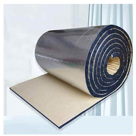 ZXCVBNAS Schallschutzmatte Isolierung, Schalldämmungsbaumwolle aus Aluminiumfolie,Alubutyl Anti Dröhn Dämmmatte Rolle，wasserdicht und wärmeisolierend, for Dach und Wintergarten(5MM(THK),1m²)