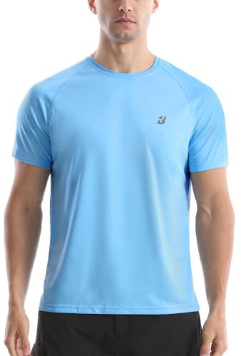 Roadbox Men's SPF 50+ Swim Rash Vest Short Sleeve, UV Sun Protection Shirts Quick Dry, Watersports Breathable Tops for Diving Surfing Running Sport Blue