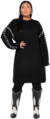 Studio Untold Damen große Größen Übergrößen Plus Size Strickkleid, Oversized, Schmucknähte schwarz 46+ 837003100-46+