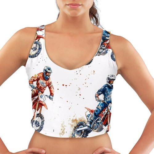 VAPOKF Motorcross Reitsport-BH für Damen, U-Rücken, gepolsterte Sport-BHs für Yoga, Fitnessstudio, Workout, Fitness, nahtloser bügelloser Racerback-BH, multi, S