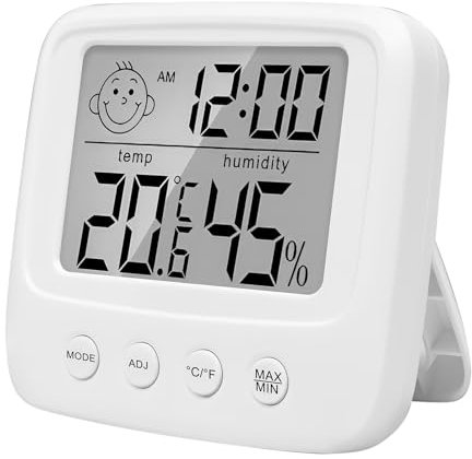 Digital Hygrometer Thermometer Indoor Room with Temperature Humidity Monitor, Mini Accurate Temperature Humidity Meter Gauge with Clear LCD Display for Baby,Home,Office,Garden, Batteries Not Included