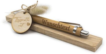 VmG-Store Holz Kugelschreiber als Geschenkidee zum Muttertag Mama Vatertag Geburtstag Papa Oma und Opa Arbeitskollege Freundin Freund (Mit Wunschname, 24 Tagesmutter mit Herz)