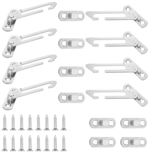 8 Packs Stainless Steel 304 Window Restrictors Locks for UPVC Windows, Child Safety Window Opening Restrictors with Screws, 4 Left Handed & 4 Right Handed Security Locks for Home Office