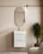 Mueble Baño Suspendido a Pared Fondo Reducido | 2 Cajones con Lavabo Cerámico | Blanco Brillo Tirador Cromo | 50cm