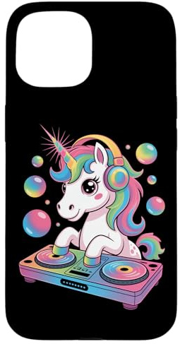 Unicorno Dj Ballerino Su Console Musicale Custodia per iPhone 15