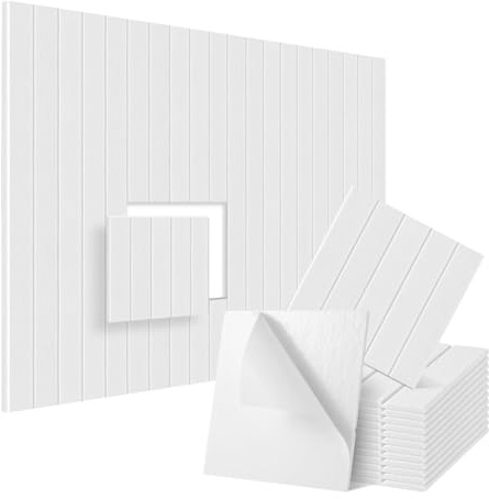 Rersduyt 12 Pack Sound Proof Foam Panels 12x12x0.4 Inch, Self Adhesive Acoustic Wall Panels,for Acoustic Treatment White