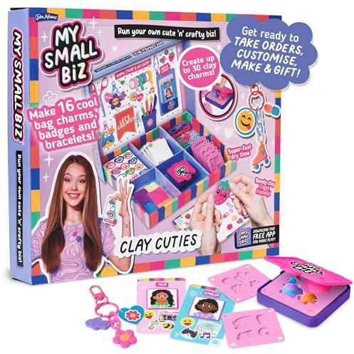 John Adams My Small Biz Clay Cuties | Run Your own Cute 'n' Crafty Biz! | Make 16 Cool Bag Charms, Badges and Bracelets! | Fidget Friendly, Bandy Clay | Arts & Crafts | Ages 8+