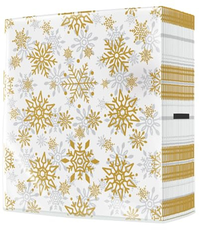 50 Stück große Servietten stoffähnlich festlich Weihnachten Elegante Schneeflocken gold silber als Tischdeko. Winter Geburtstag Weihnachtsfeier Silvester weiß 40x40cm