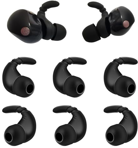 Silicone Ear Hooks for Sony WF-1000XM5 Replacement Earbuds Tips WF-1000XM5 WF-1000XM4 WF-1000XM3, Black 3 Pairs