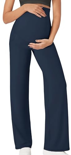 FEOYA Legging Grossesse Femme Jambes Larges Elastique Yoga S-XL | Sport Jogging Elegant Confortable Décontracté Printemps Automne