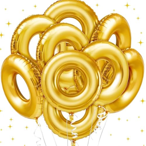 8 Stück Gold Ring Party Ballons, 71 cm große Folienballons für Hochzeit, Geburtstag, Karneval Thema Dekorationen, Fotoszene Dekor