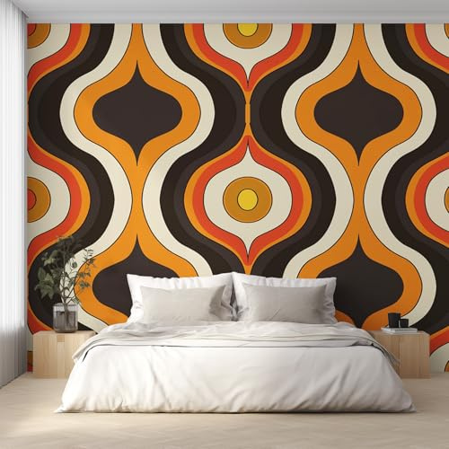 Generisch Tapete Retro 70er, Fototapete Geometrie Abstrakt, Vliestapete für Schlafzimmer Wohnzimmer, Wand Deko Tapeten, Wandverkleidung 100x70 cm D&O121