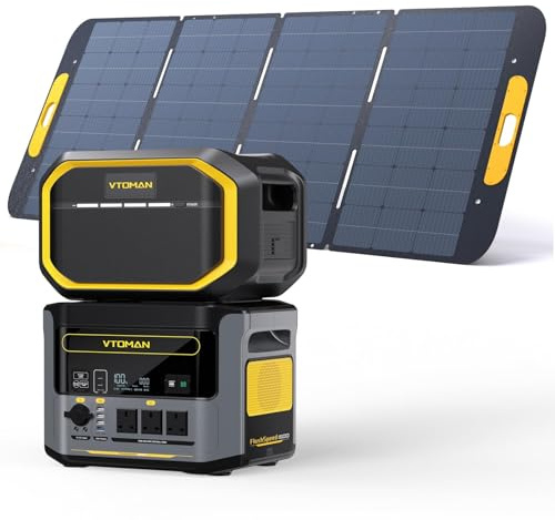 VTOMAN FlashSpeed 1500 Power Station with Extra Battery & 400W Solar Panel