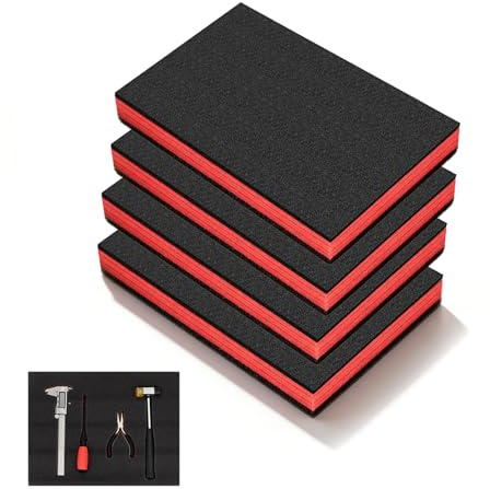 XLTBOMS 4 Pcs Tool Box Foam Inserts 40x33x2,5cm - Foam for Tool Storage | Shadow Foam Sheet - Secure Storage, Polyurethane Foam - DIY Cut & Peel, Moisture-proof - Fits most Tool Chest, Drawer or Case