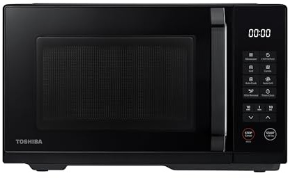 Toshiba Forno a Microonde con Grill, 23 Litri, 11 Livelli di Potenza, Cottura Combinata,Chef Defrost, Menu Automatici, Facile da Pulire, Timer, Microonde 800W, Grill 1000W, Colore Nero-MW3-EG23PE(BK)
