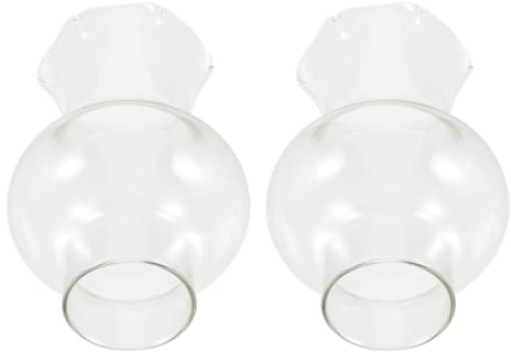 ULDIGI 2 Stück Lampenschirm aus Klarem Glas Ø 3cm Ersatzglas für Petroleumlampen und Öllampen Transparenter Windschutz für Vintage Lampen