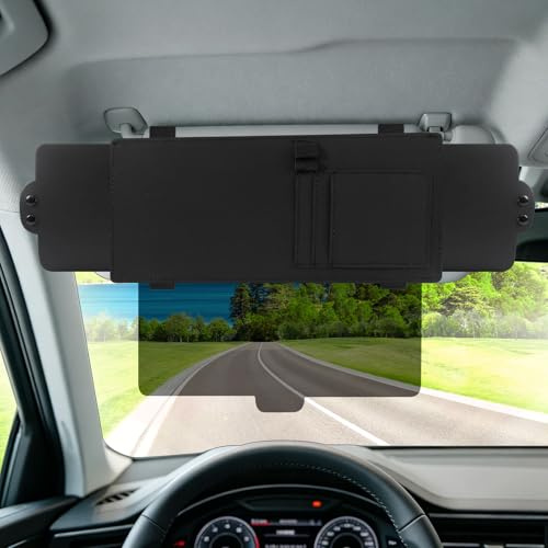 Sonnenblende Verlängerung Auto UV-Schutz Sonnenblende Skalierbar Autosonnenblende mit Verstärkung des Rückenriemens und Kartensteckplatz Auto Visier Anti Blender für Fahrer Oder Beifahrersitz