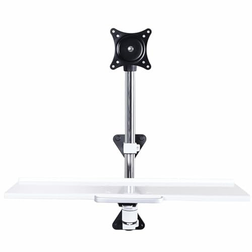 Adjustable Gas Spring Monitor Stand, Wall Mount Swivel TV Bracket with Keyboard Tray, for Office Desk Industrial Equipment