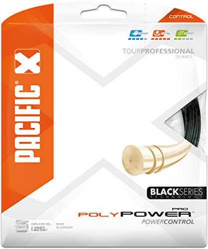 pacific Poly Power PRO Black Series-12.20m-Garnitur Tennissaite, schwarz, 1.25mm/16L