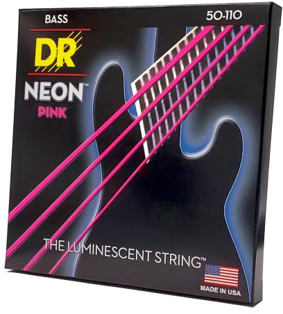 Dr B NPB 50 Neon HiDef Heavy String Pink | UV active K3 coating, maximum visibility, brilliant sound, suitable for stages, made in the USA