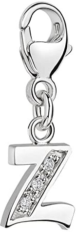 Materia Buchstabe Z Anhänger Silber 925 mit 3 Zirkonia - Alphabet Charms C76