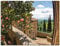 ARTland Wanddeko Glasbilder Wandbild Glas Bild einteilig 80x60 cm Querformat Toskana Italien Natur Landschaft Garten Rosen Balkon Ausblick Sommer T4QS
