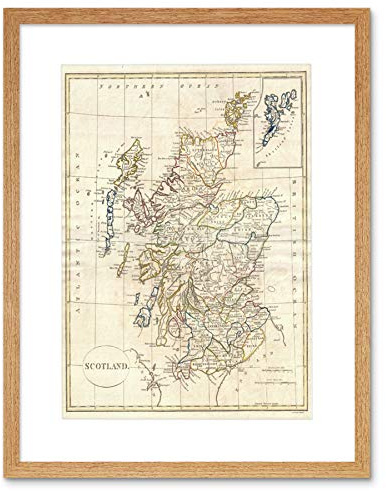 Wee Blue Coo 1799 Clement Cruttwell Map Scotland Vintage Framed Wall Art Print