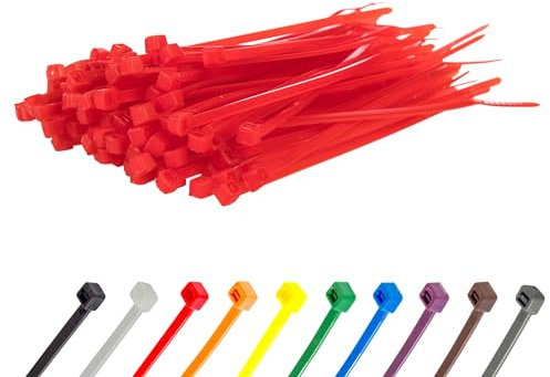 Gocableties - Collier de Serrage en Nylon - 100 mm x 2,5 mm - Rouge - Attache Câble Petit Format - Serre-Câbles - Lot de 100 Pièces