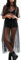 Mujer Vestido Transparente de Encaje Vestidos Verano de Manga Corta para Mujer Cubierta Cover Up de Tul para Blusa Bikini Sexy Clubwear Negro,L