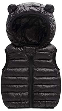 Odziezet Baby Weste Steppweste mit Kapuzen Unisex Daunenweste Winter Schwarz 12-24 Monate