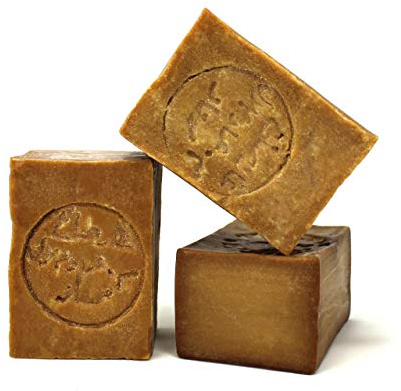 L**Lynpha Vitale -Aleppo Seife Original - Naturseife con 16% Lorbeeröl, Handgefertigte Seife für empfindliche, Handgefertigt. in der Türkei, 100% natürlich und biologisch abbaubar - (3x125 gr)**