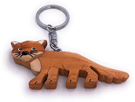 H-Customs Fuchs Tier niedlich Holz Edel Handmade Schlüsselanhänger Anhänger