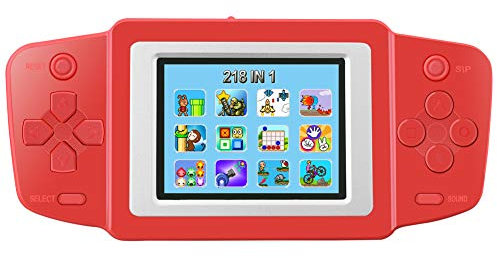 Bornkid Retro Console di Gioco Handheld Game Console Precaricato 218 Classico Vecchia Games 2.5 LCD Schermo Video Giochi Ricaricabile Controller di Gioco Regalo di Compleanno per Bambini (Rosso)
