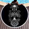 Einfarbig Keltisch Symbol Runder Strandwurf mit Quasten Wikinger Rabe Drachen Hammer Skandinavisch Runen Yggdrasil Nordisch Mythologie Franse Strandtüch Stranddecke white 150cm